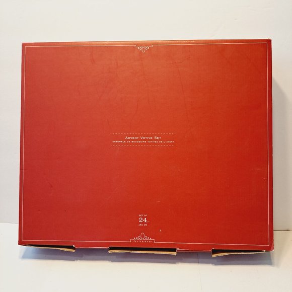 POTTERY BARN Christmas Advent Calendar Votive Set Of 24 Red Numbered Glass inBox - Picture 12 of 13